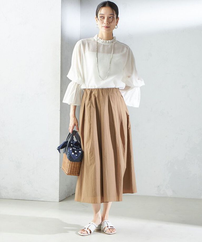 SHIPS for women「〈手洗い可能〉シルク混 シャイニー フリル スリーブ ブラウス」|シャツ・ブラウス|