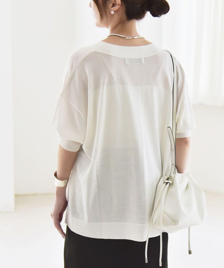 quaranciel「quaranciel:〈接触冷感〉Vネック ショートスリーブ ミディ カーディガン」|カーディガン|