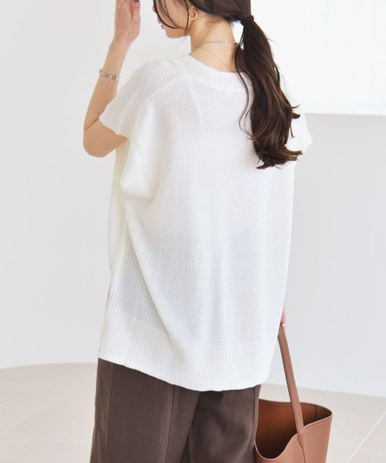 quaranciel「《予約》quaranciel:〈手洗い可能〉ラミー ミックス Vネック フレンチ ニットプルオーバー」|ニット・セーター|