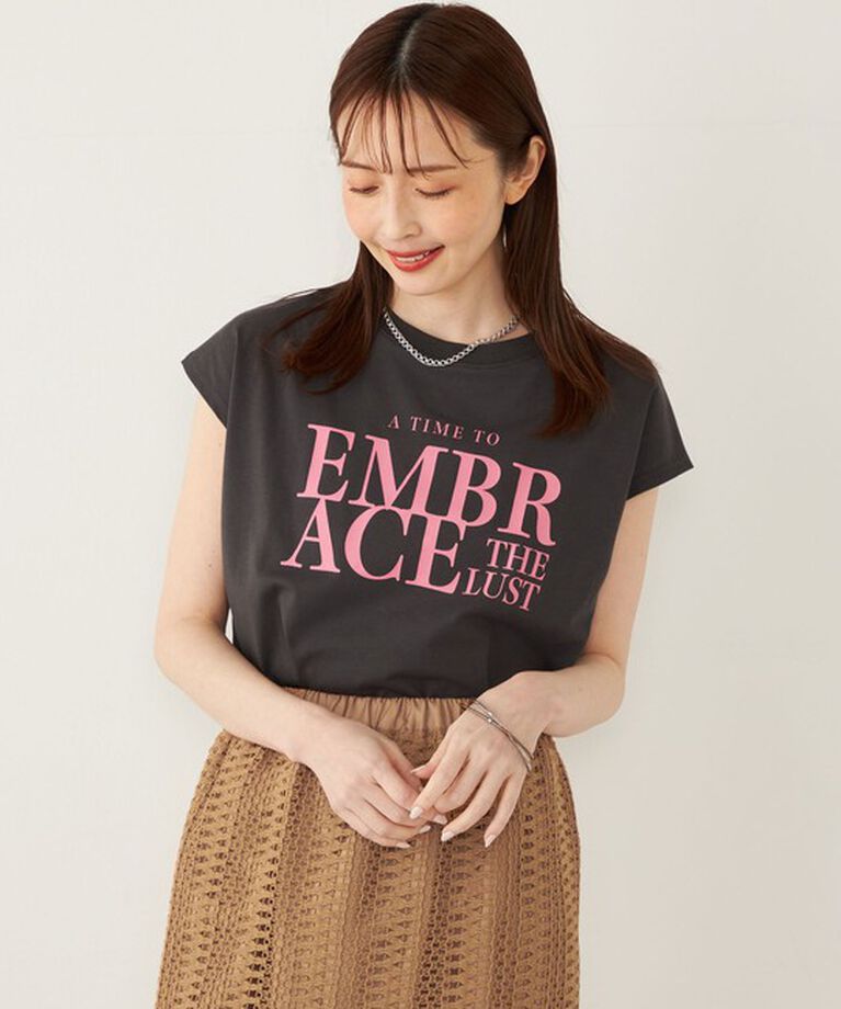 SHIPS Colors 「SHIPS Colors:〈接触冷感・UVカット〉フレンチスリーブ ロゴ Tシャツ」|Tシャツ・カットソー|