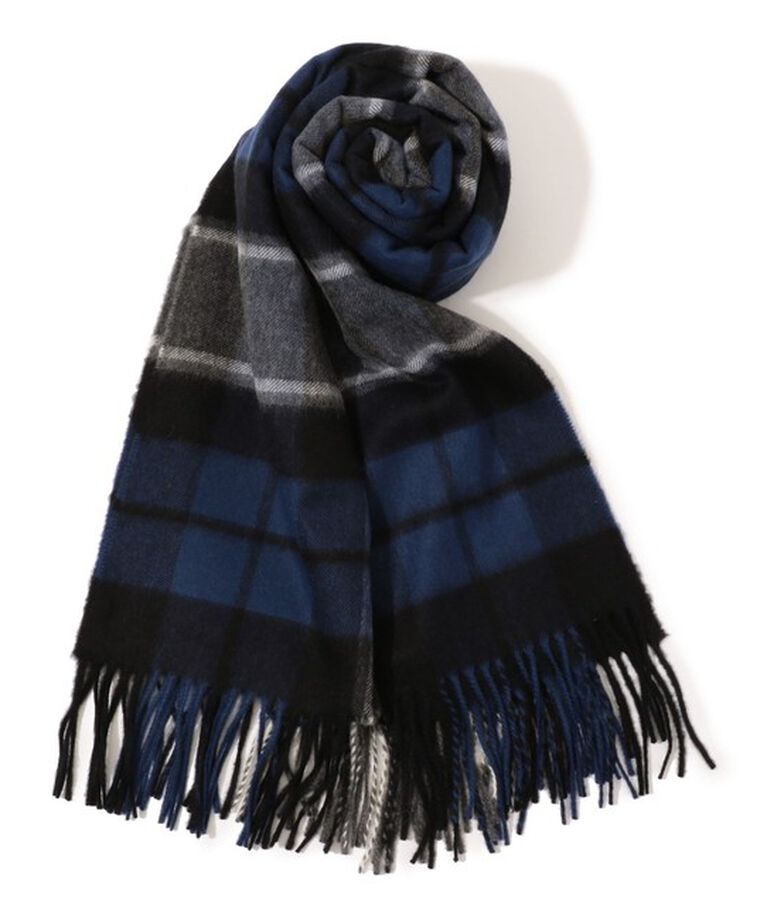 TOMORROWLAND GOODS「Johnstons of Elgin カシミヤチェックストール」|ストール|68 ネイビー系