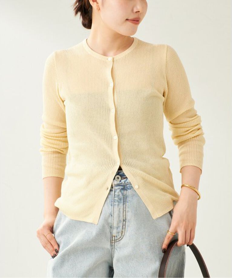 Plage「whisper rib sheer カーディガン」|カーディガン|ホワイト A
