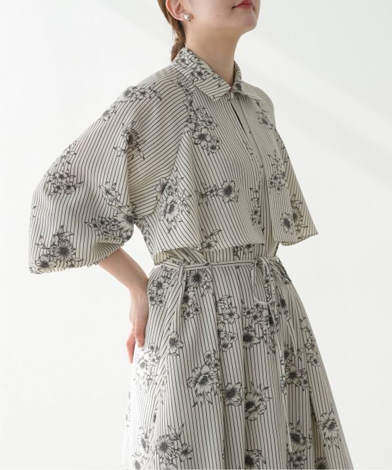 IENA「《追加》ストライプフラワーサッシュワンピース」|ワンピース|