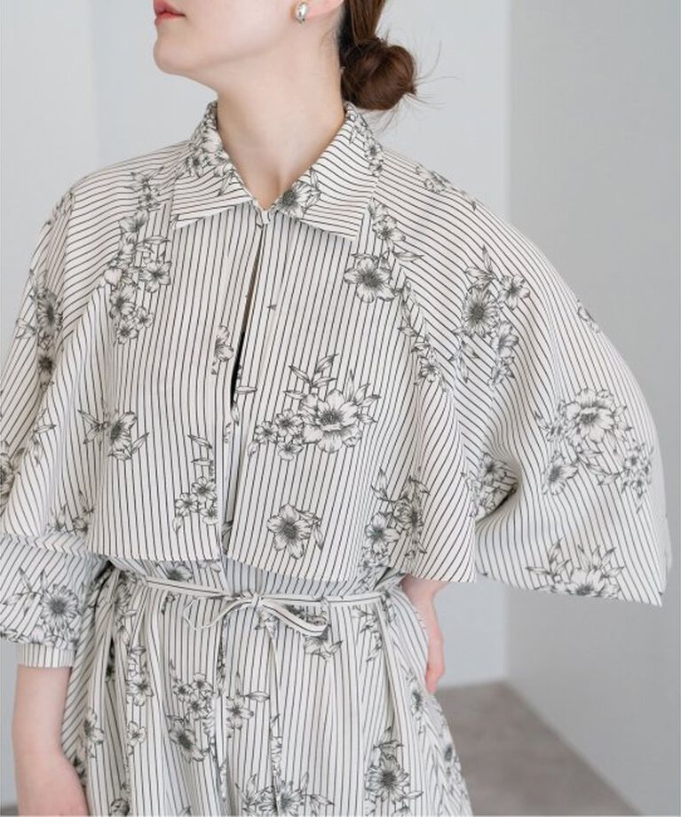 IENA「《追加》ストライプフラワーサッシュワンピース」|ワンピース|
