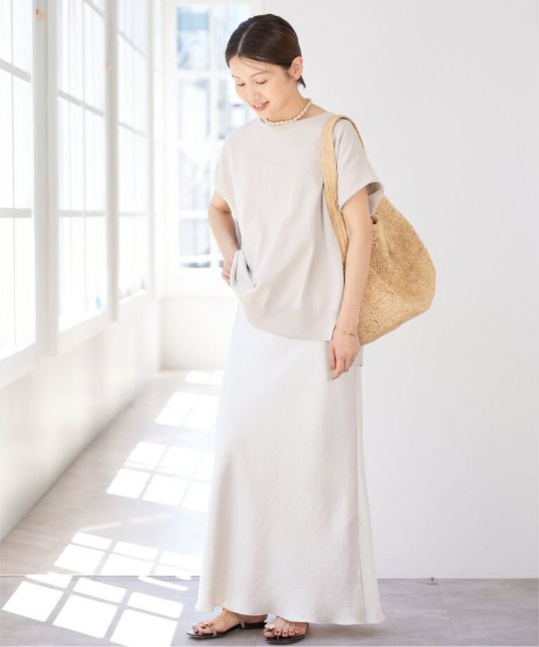 IENA「《WEB限定/追加5予約》 コットンストレッチ NEOワイドクループルオーバー」|ニット・セーター|