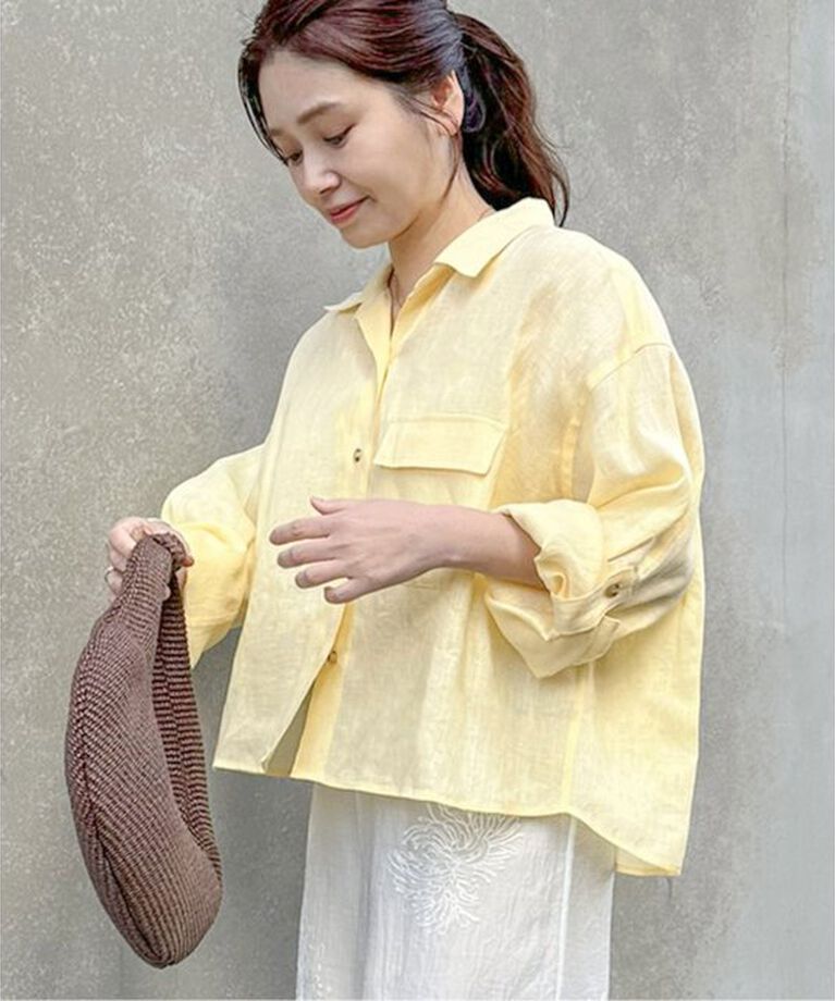JOURNAL STANDARD「リネンレギュラーロールアップシャツ」|シャツ・ブラウス|イエロー
