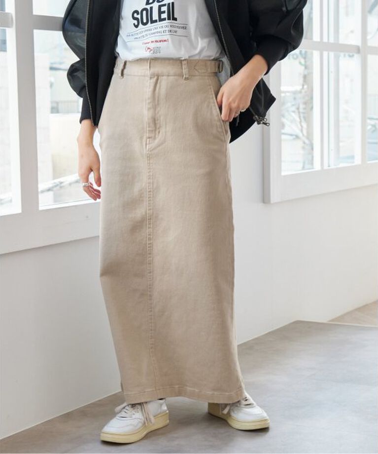 Spick and Span「ストレッチウォッシュスカート」|スカート|ベージュ