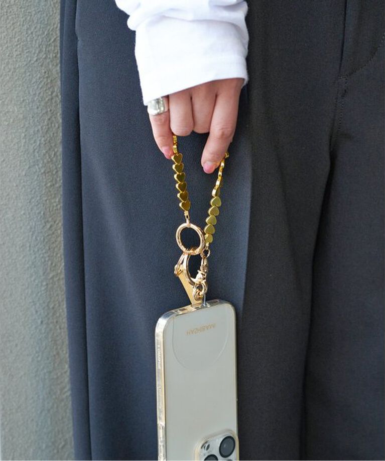 Spick and Span「HASHIBAMI / ハシバミ ヘマタイトハートスマホハンドストラップ」|その他|ゴールド