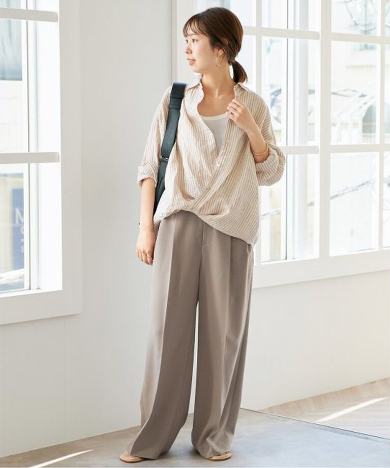 Spick and Span「《追加》80リネンカシュクールビッグシャツ」|シャツ・ブラウス|