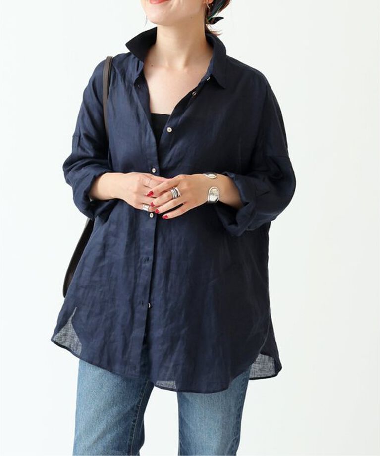 Spick and Span「《追加》80リネンカシュクールビッグシャツ」|シャツ・ブラウス|