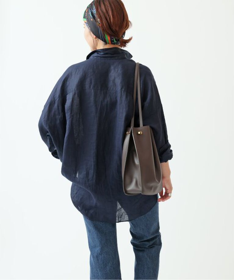 Spick and Span「《追加》80リネンカシュクールビッグシャツ」|シャツ・ブラウス|
