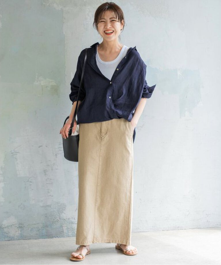 Spick and Span「《追加》80リネンカシュクールビッグシャツ」|シャツ・ブラウス|