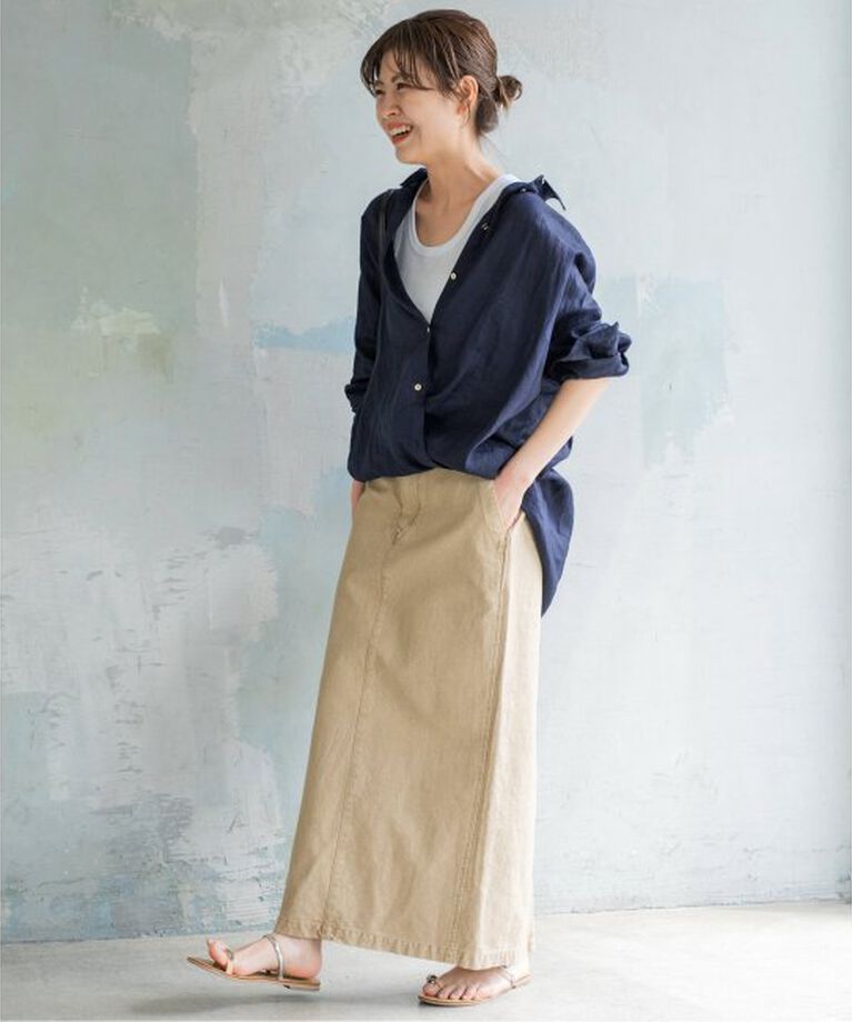 Spick and Span「《追加》80リネンカシュクールビッグシャツ」|シャツ・ブラウス|