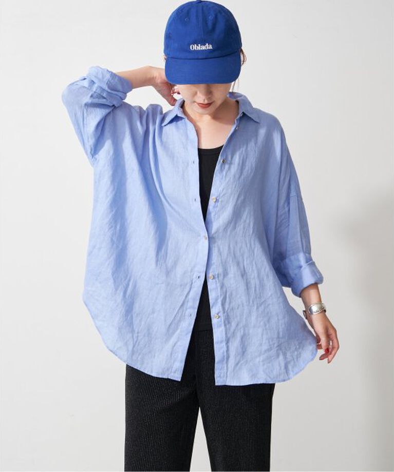 Spick and Span「《追加》80リネンカシュクールビッグシャツ」|シャツ・ブラウス|