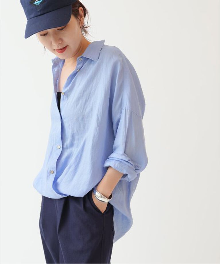 Spick and Span「《追加》80リネンカシュクールビッグシャツ」|シャツ・ブラウス|