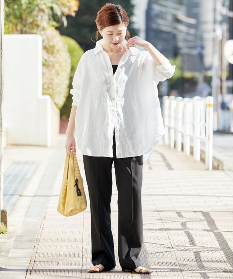 Spick and Span「《追加》80リネンカシュクールビッグシャツ」|シャツ・ブラウス|