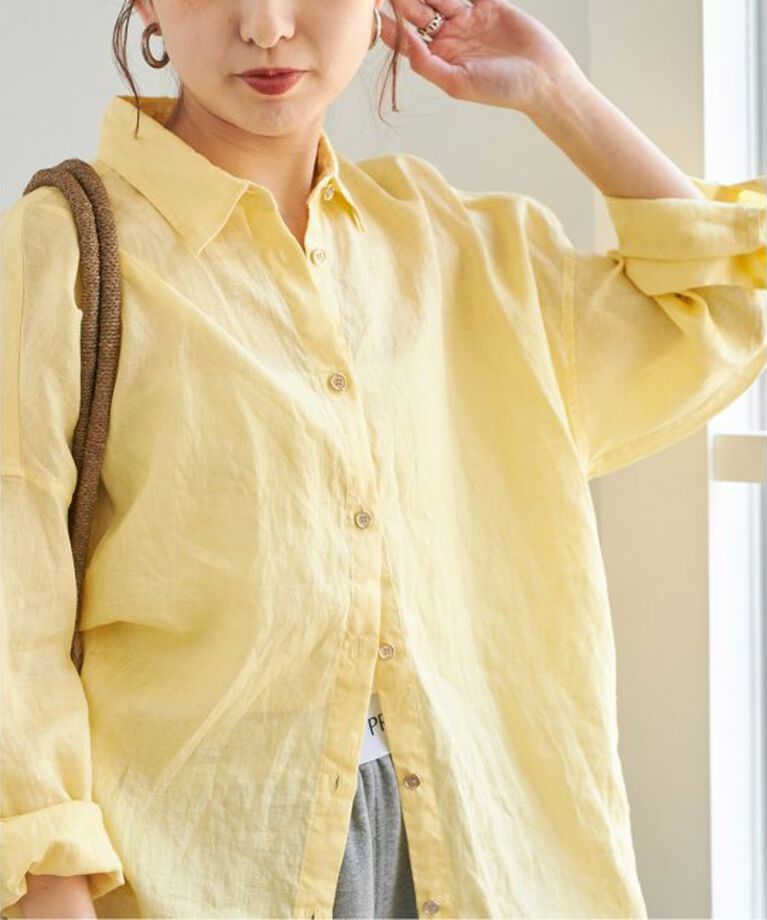 Spick and Span「《追加》80リネンカシュクールビッグシャツ」|シャツ・ブラウス|