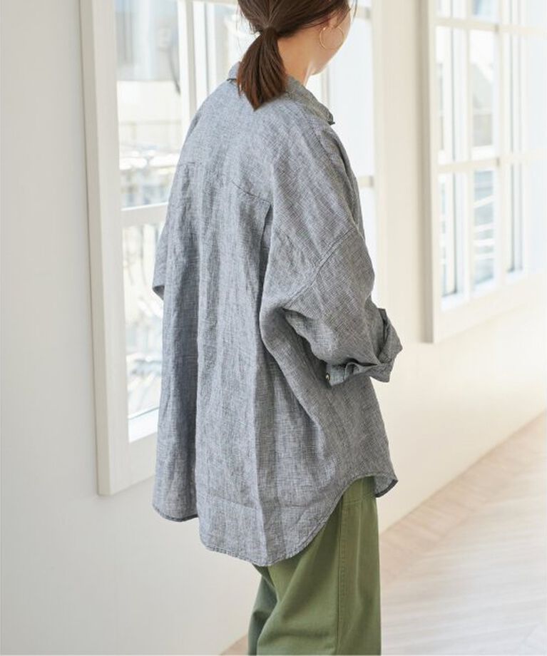 Spick and Span「《追加》80リネンカシュクールビッグシャツ」|シャツ・ブラウス|
