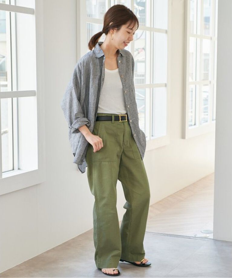 Spick and Span「《追加》80リネンカシュクールビッグシャツ」|シャツ・ブラウス|