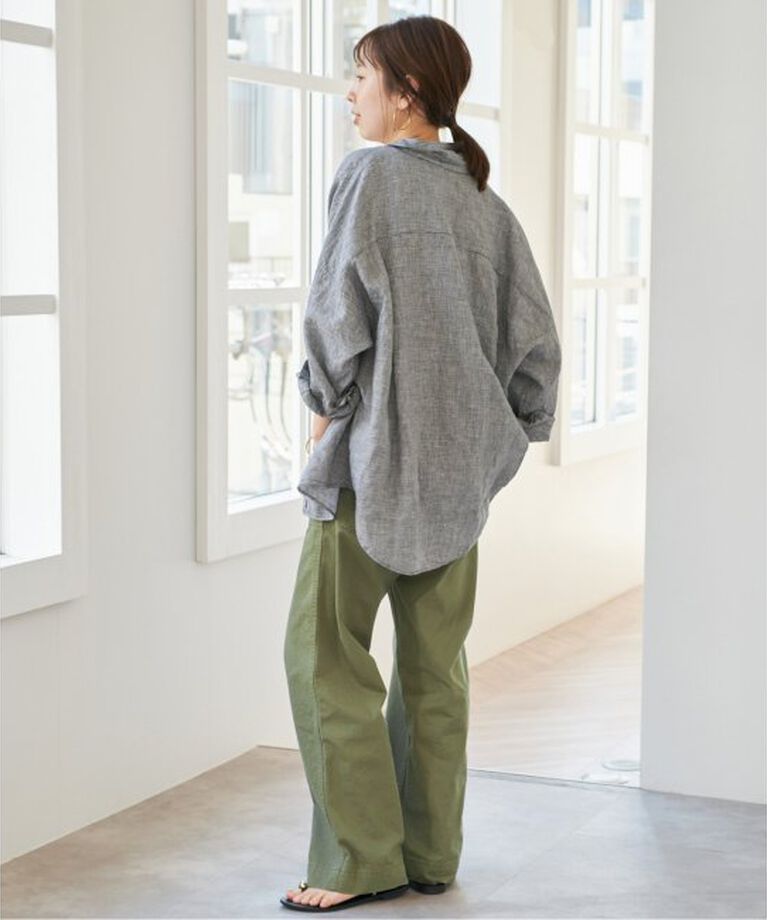 Spick and Span「《追加》80リネンカシュクールビッグシャツ」|シャツ・ブラウス|