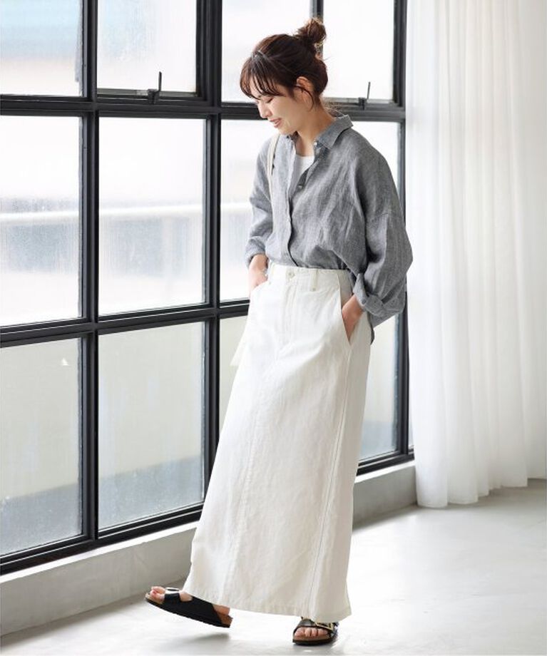 Spick and Span「《追加》80リネンカシュクールビッグシャツ」|シャツ・ブラウス|