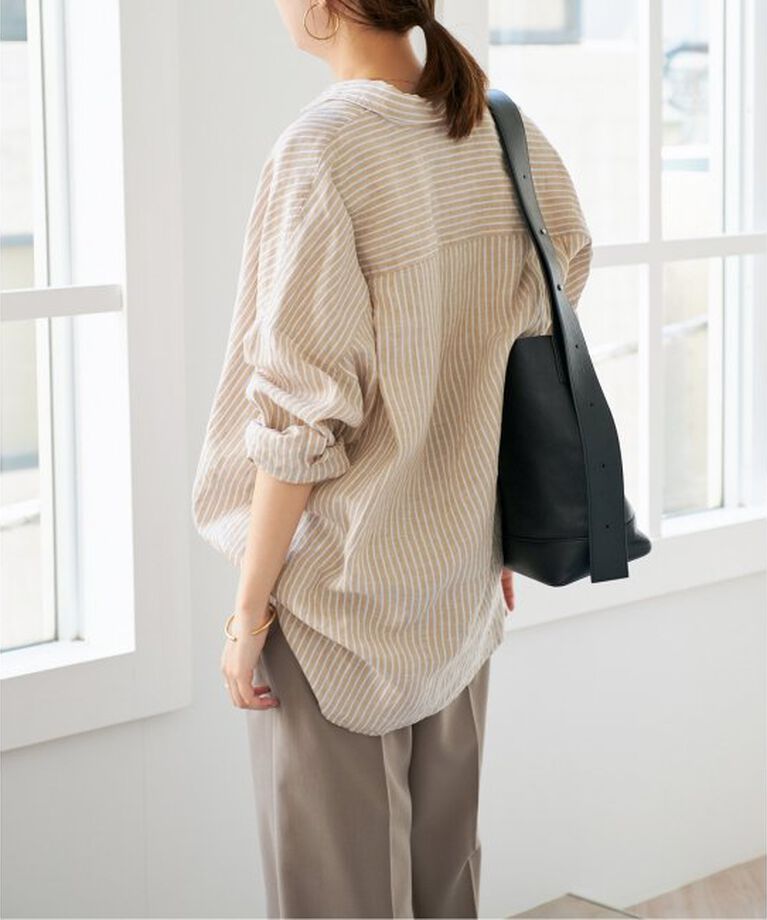 Spick and Span「《追加》80リネンカシュクールビッグシャツ」|シャツ・ブラウス|