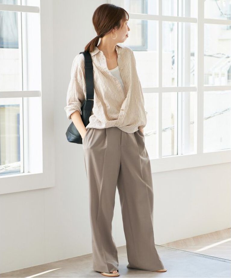 Spick and Span「《追加》80リネンカシュクールビッグシャツ」|シャツ・ブラウス|