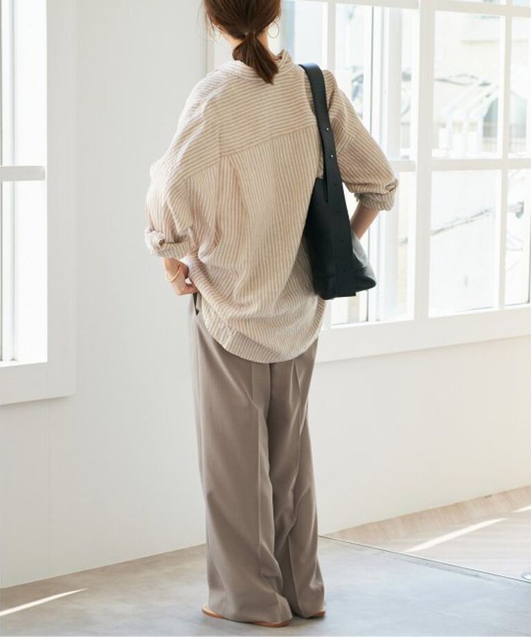 Spick and Span「《追加》80リネンカシュクールビッグシャツ」|シャツ・ブラウス|