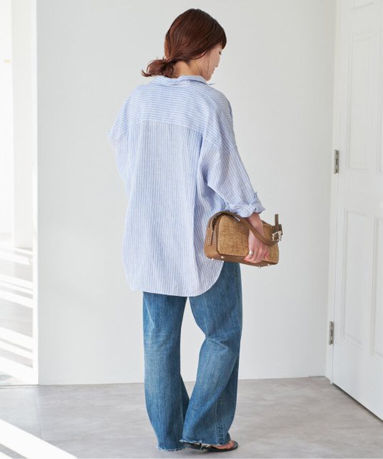 Spick and Span「《追加》80リネンカシュクールビッグシャツ」|シャツ・ブラウス|