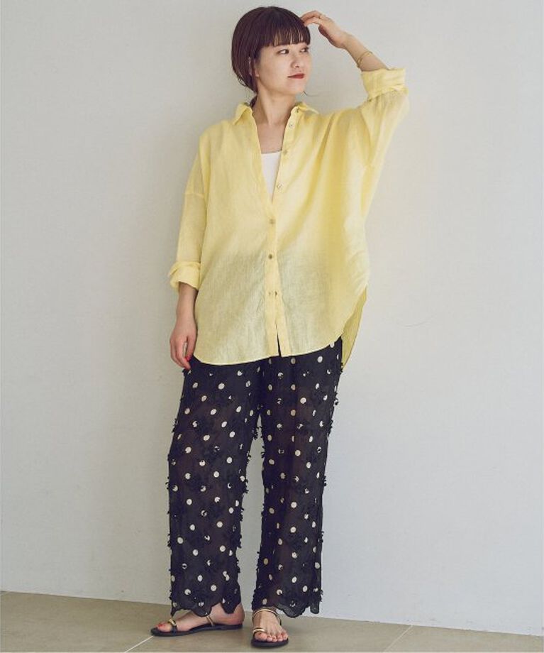 Spick and Span「《追加》80リネンカシュクールビッグシャツ」|シャツ・ブラウス|