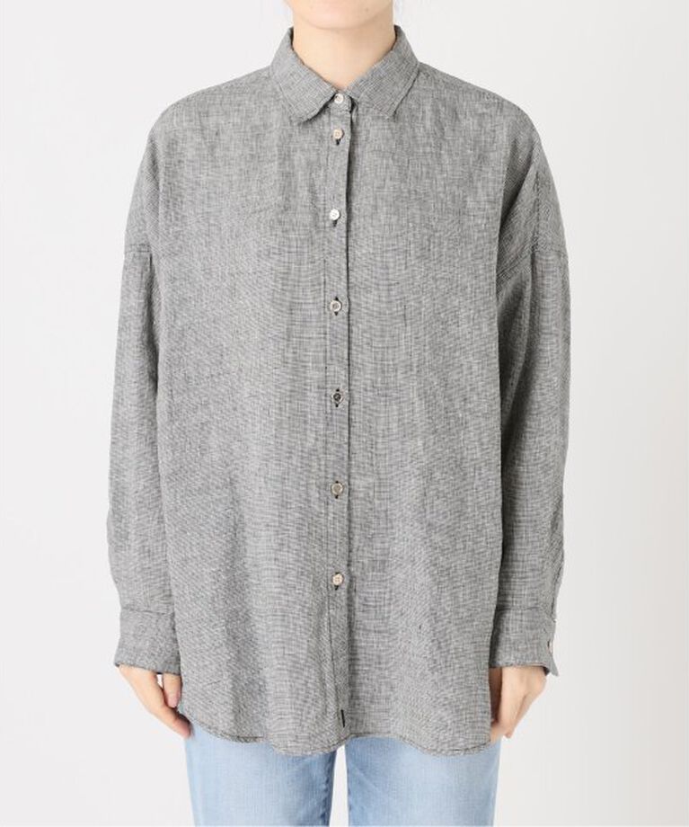 Spick and Span「《追加》80リネンカシュクールビッグシャツ」|シャツ・ブラウス|