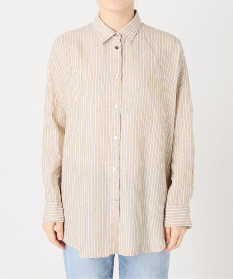 Spick and Span「《追加》80リネンカシュクールビッグシャツ」|シャツ・ブラウス|