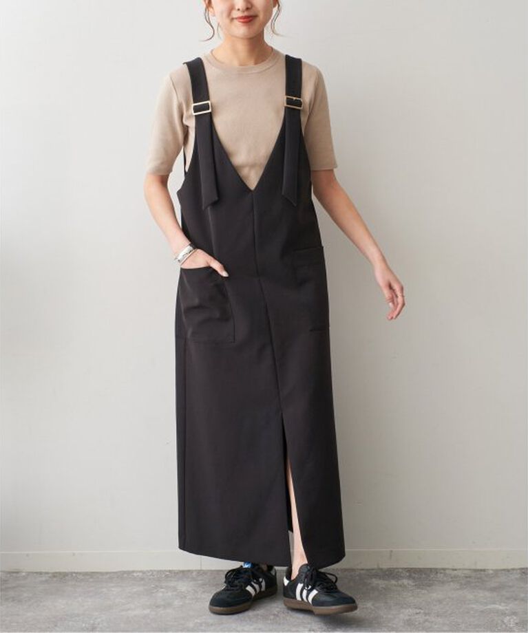 Spick and Span「バックル付きダブルクロスジャンスカ」|ワンピース|ブラック