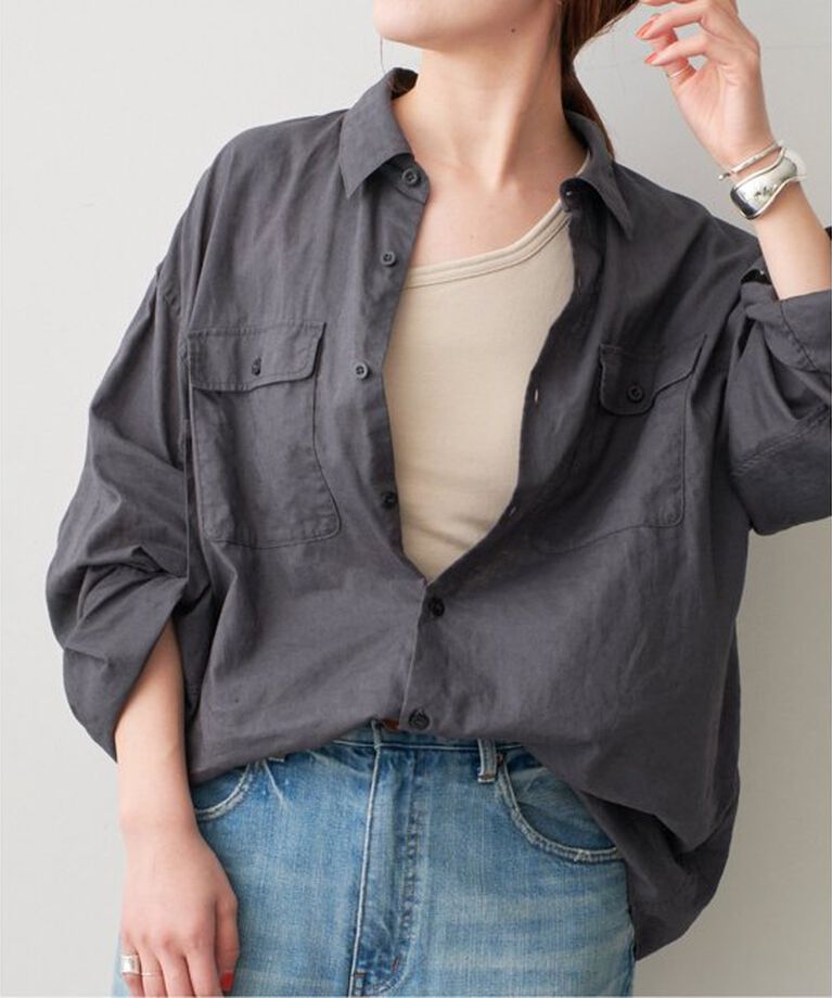 Spick and Span「コットンリネンユーティリティーシャツ」|シャツ・ブラウス|グレー
