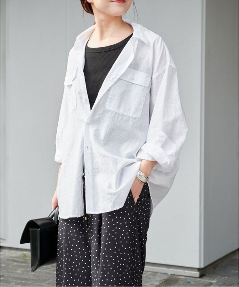 Spick and Span「コットンリネンユーティリティーシャツ」|シャツ・ブラウス|