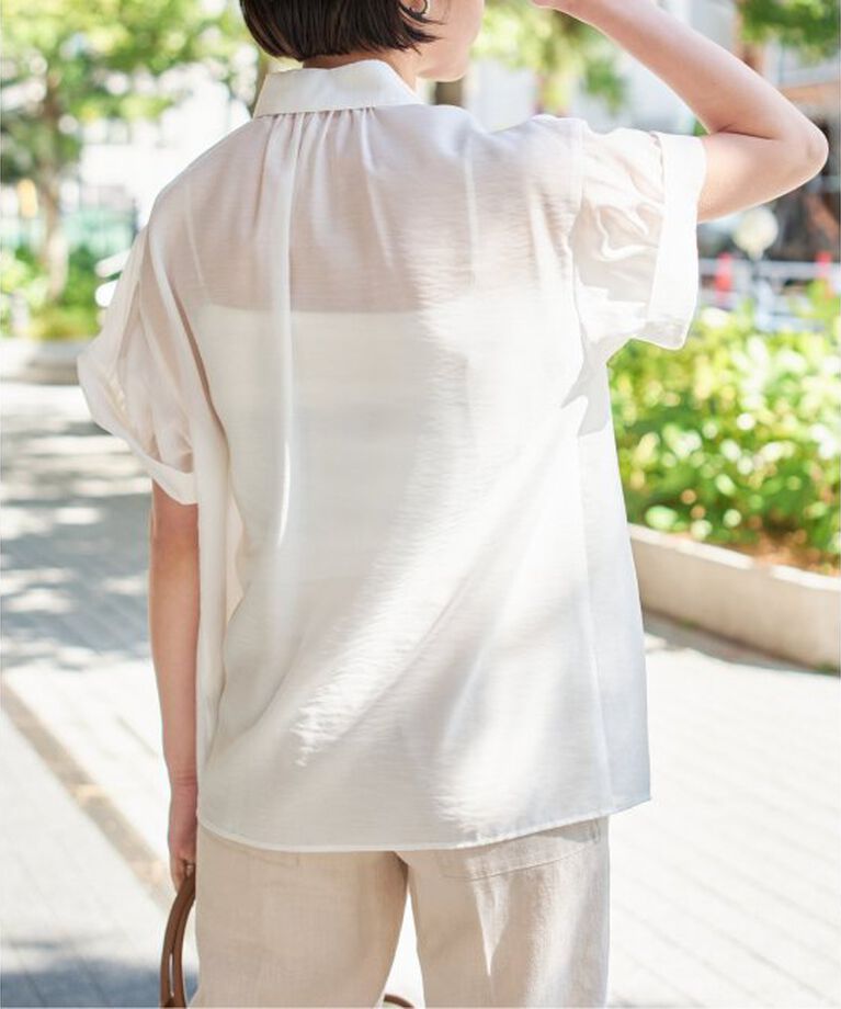 Spick and Span「《予約》ソフトローンギャザー半袖シャツ」|シャツ・ブラウス|