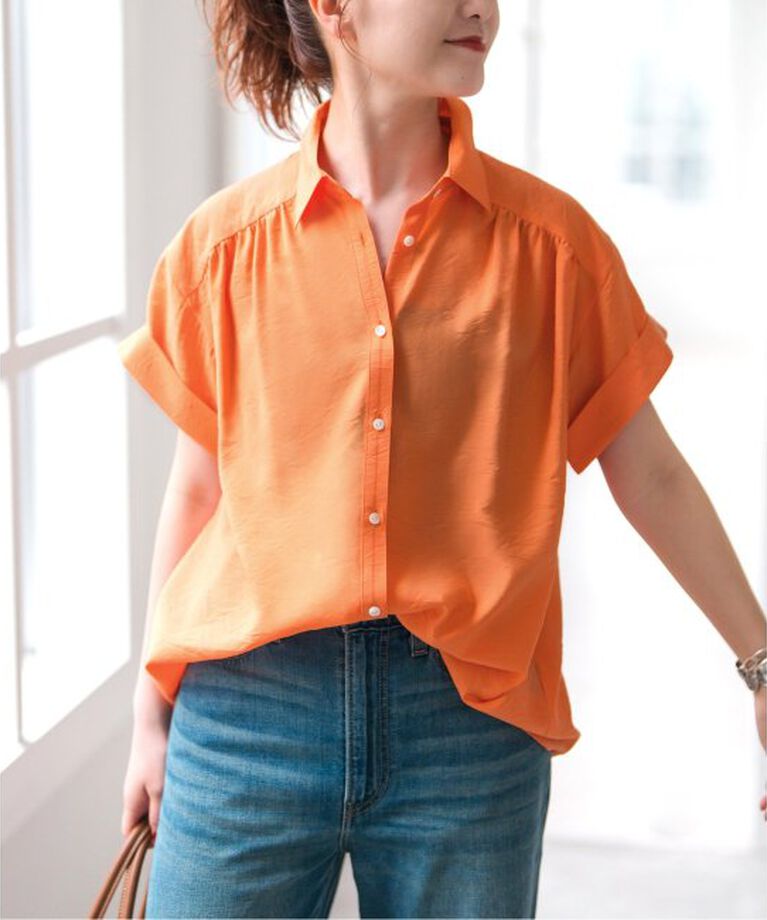 Spick and Span「《予約》ソフトローンギャザー半袖シャツ」|シャツ・ブラウス|
