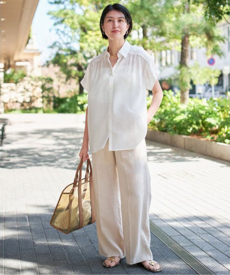 Spick and Span「《予約》ソフトローンギャザー半袖シャツ」|シャツ・ブラウス|