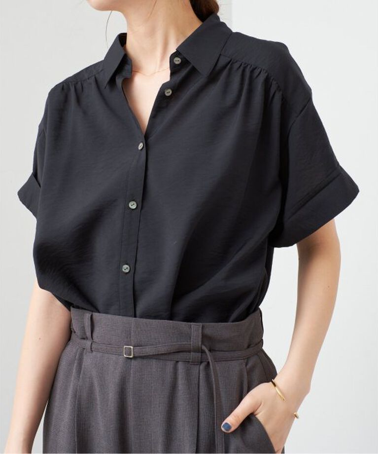 Spick and Span「《予約》ソフトローンギャザー半袖シャツ」|シャツ・ブラウス|