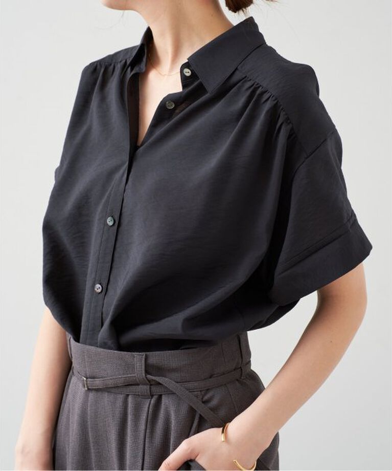 Spick and Span「《予約》ソフトローンギャザー半袖シャツ」|シャツ・ブラウス|