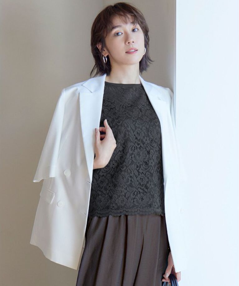 自由区「【SHIHOさん着用・洗える】ハーフスリーブ ジャケット」|テーラードジャケット|オフ