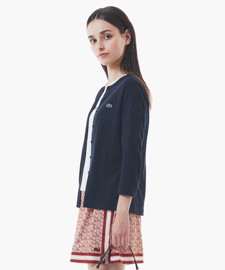LACOSTE「UVカット 吸水速乾 ウォッシャブル COOLMAX クールマックス 7部袖 ニットカーディガン」|カーディガン|