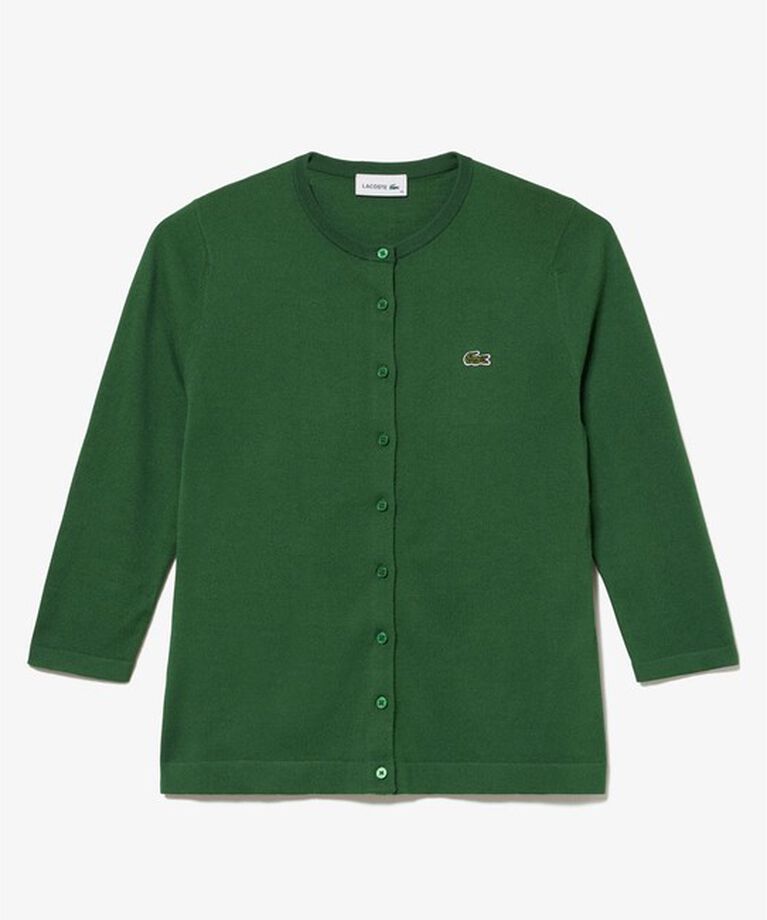 LACOSTE「UVカット 吸水速乾 ウォッシャブル COOLMAX クールマックス 7部袖 ニットカーディガン」|カーディガン|