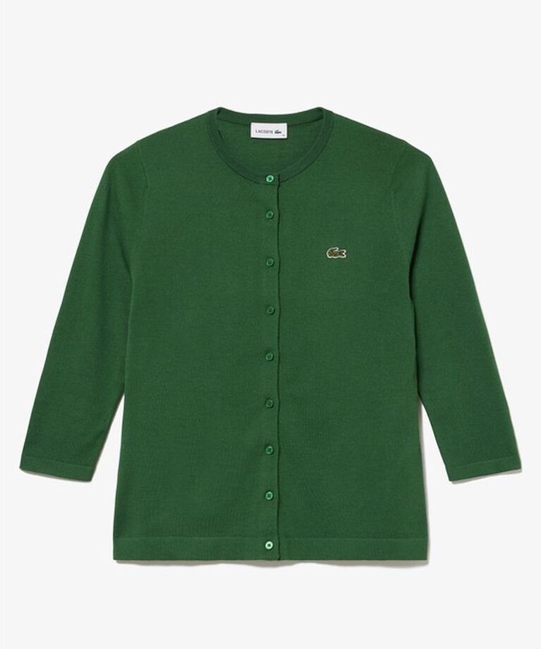 LACOSTE「UVカット 吸水速乾 ウォッシャブル COOLMAX クールマックス 7部袖 ニットカーディガン」|カーディガン|