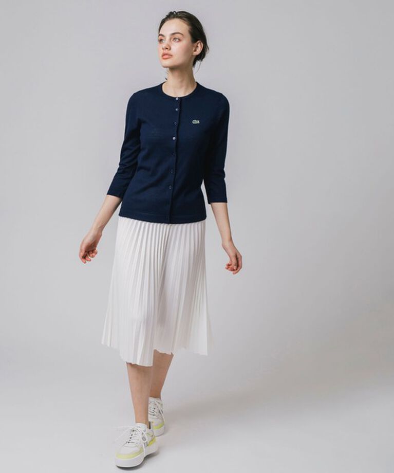 LACOSTE「UVカット 吸水速乾 ウォッシャブル COOLMAX クールマックス 7部袖 ニットカーディガン」|カーディガン|