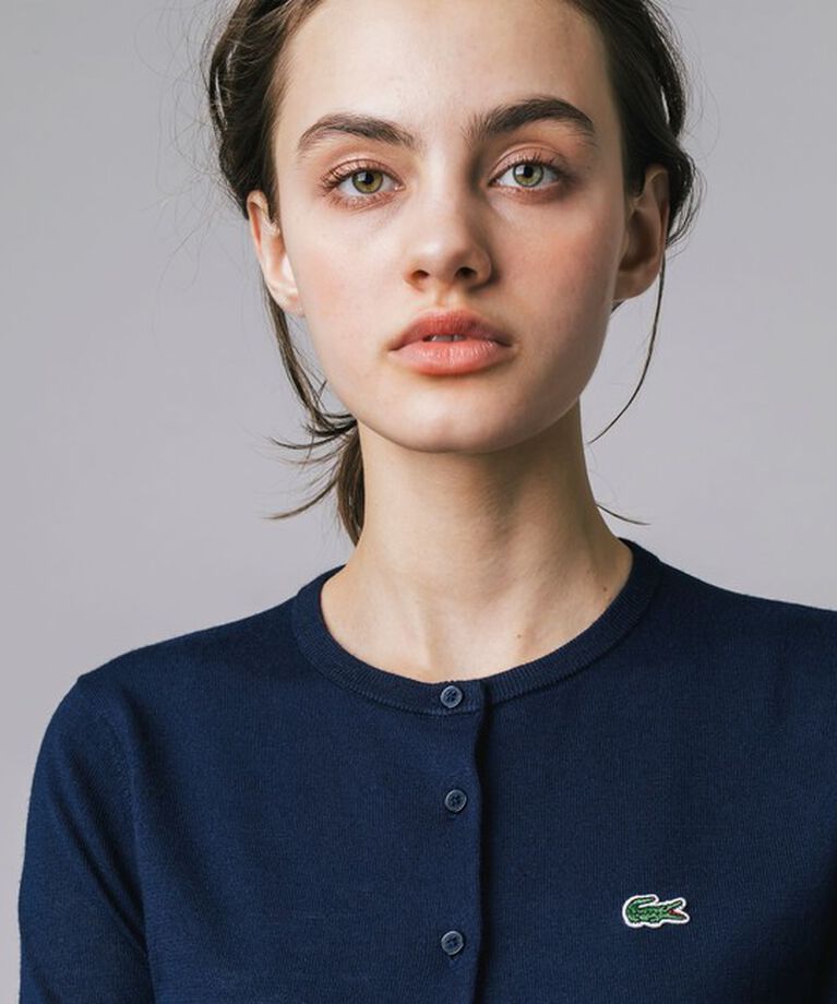 LACOSTE「UVカット 吸水速乾 ウォッシャブル COOLMAX クールマックス 7部袖 ニットカーディガン」|カーディガン|