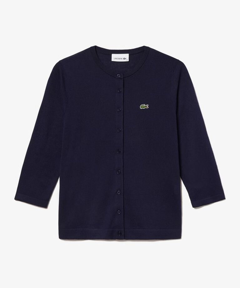 LACOSTE「UVカット 吸水速乾 ウォッシャブル COOLMAX クールマックス 7部袖 ニットカーディガン」|カーディガン|