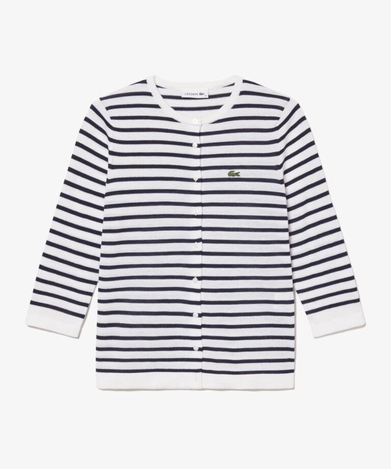 LACOSTE「UVカット 吸水速乾 ウォッシャブル COOLMAX クールマックス 7部袖 ニットカーディガン」|カーディガン|