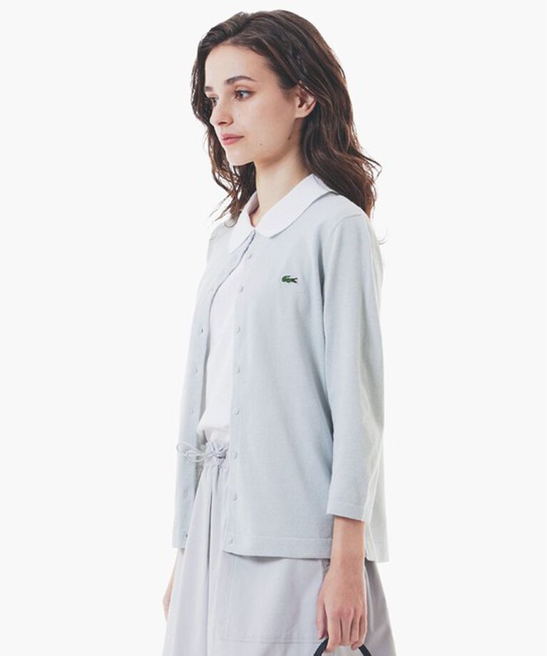 LACOSTE「UVカット 吸水速乾 ウォッシャブル COOLMAX クールマックス 7部袖 ニットカーディガン」|カーディガン|ライトグレー