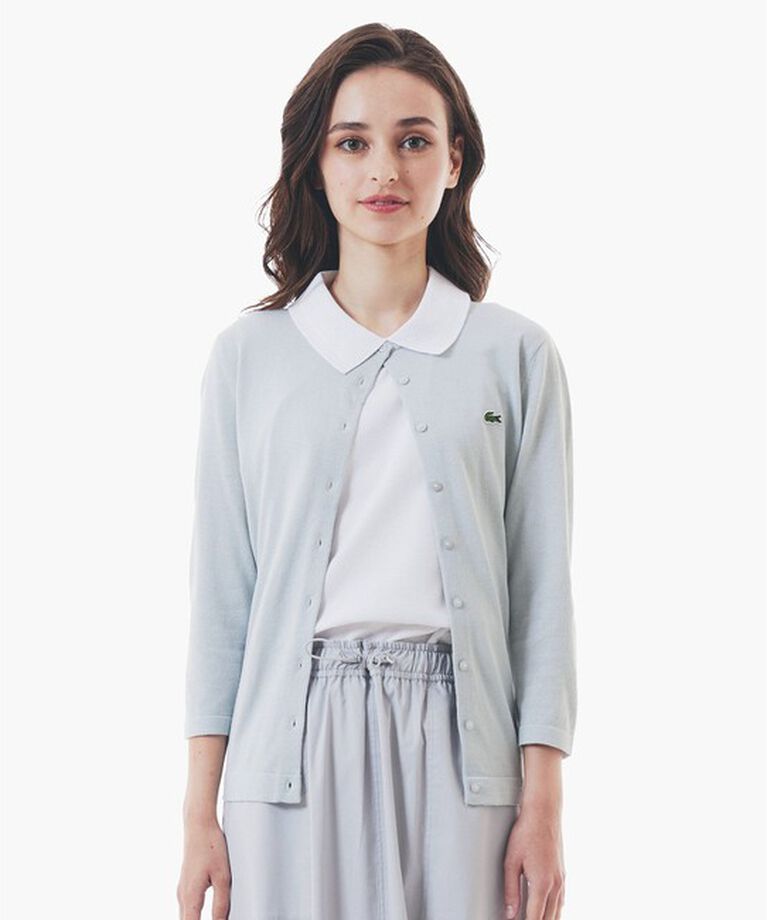 LACOSTE「UVカット 吸水速乾 ウォッシャブル COOLMAX クールマックス 7部袖 ニットカーディガン」|カーディガン|